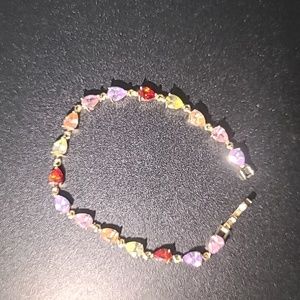 Rainbow Emerald Cut Rectangle Multi-Color Baroque Crystals Bead Bracelet